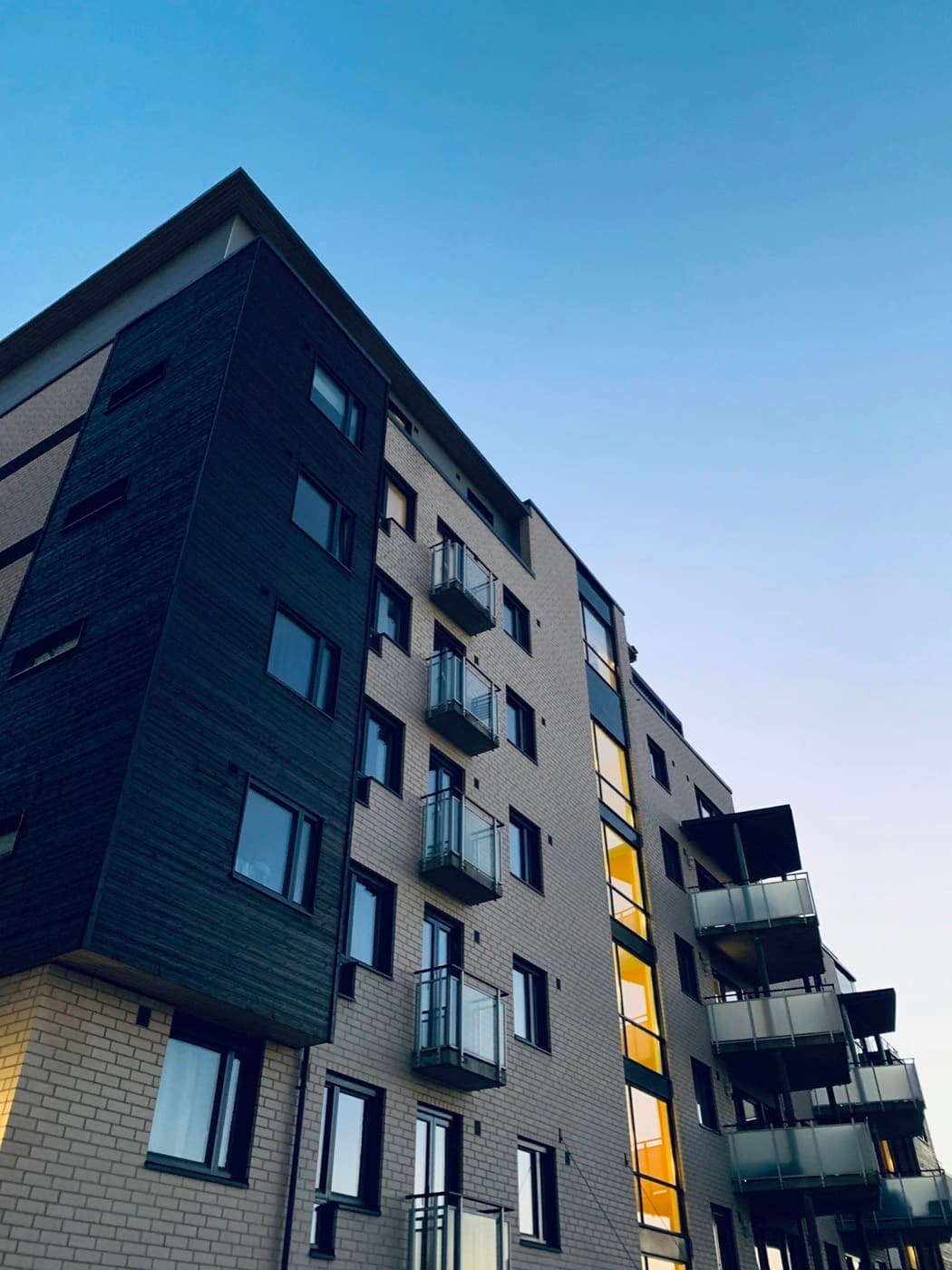 Contemporary apartment building with clean geometric facade